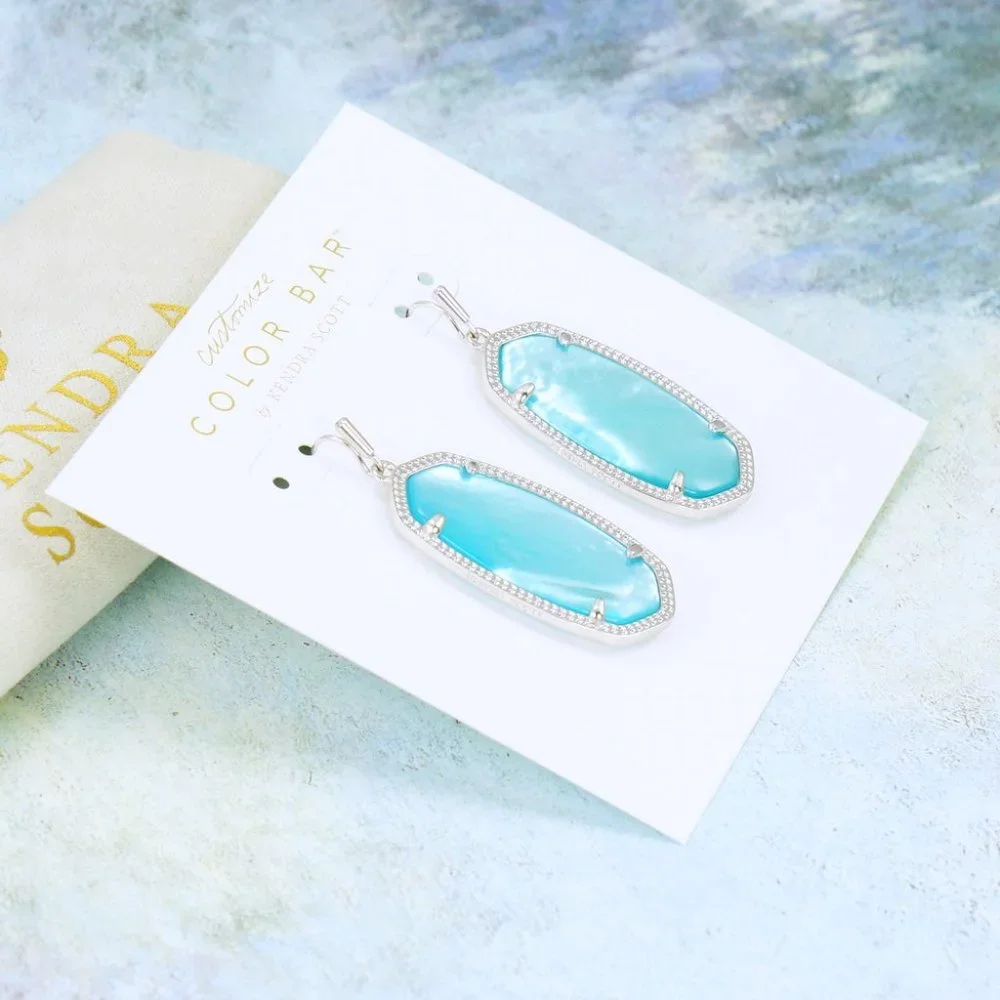 Kendra Scott Elle Aqua blue Illusion earrings Silver Tone - Picture 4 of 5